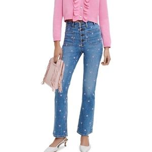Maje Passionnel High-Rise Embroidered Stretch Flare Jeans